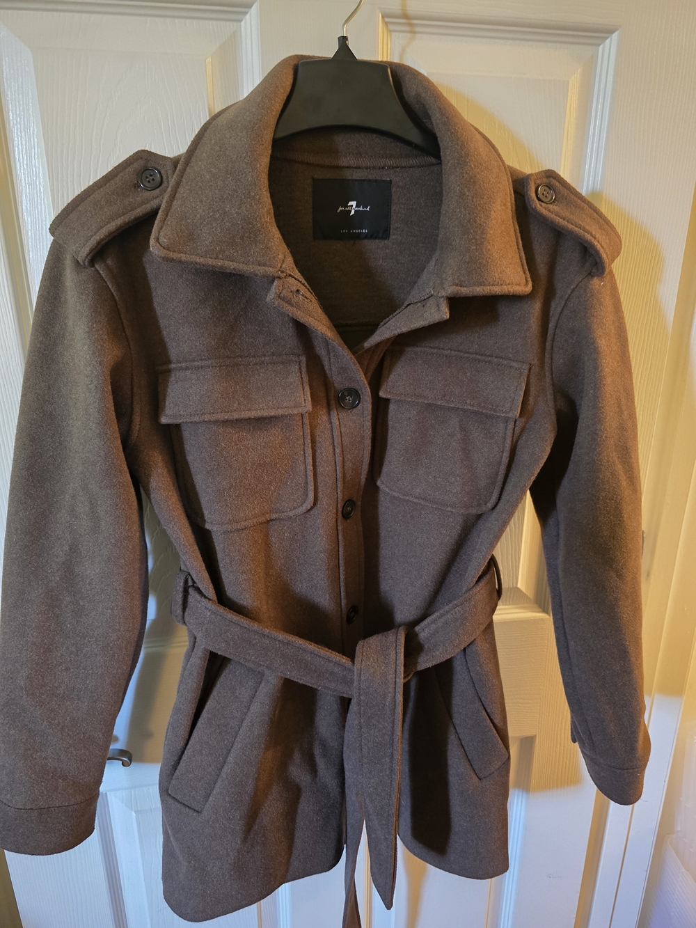 7 For All Mankind Button-up Belted Utility Jacket In Brown